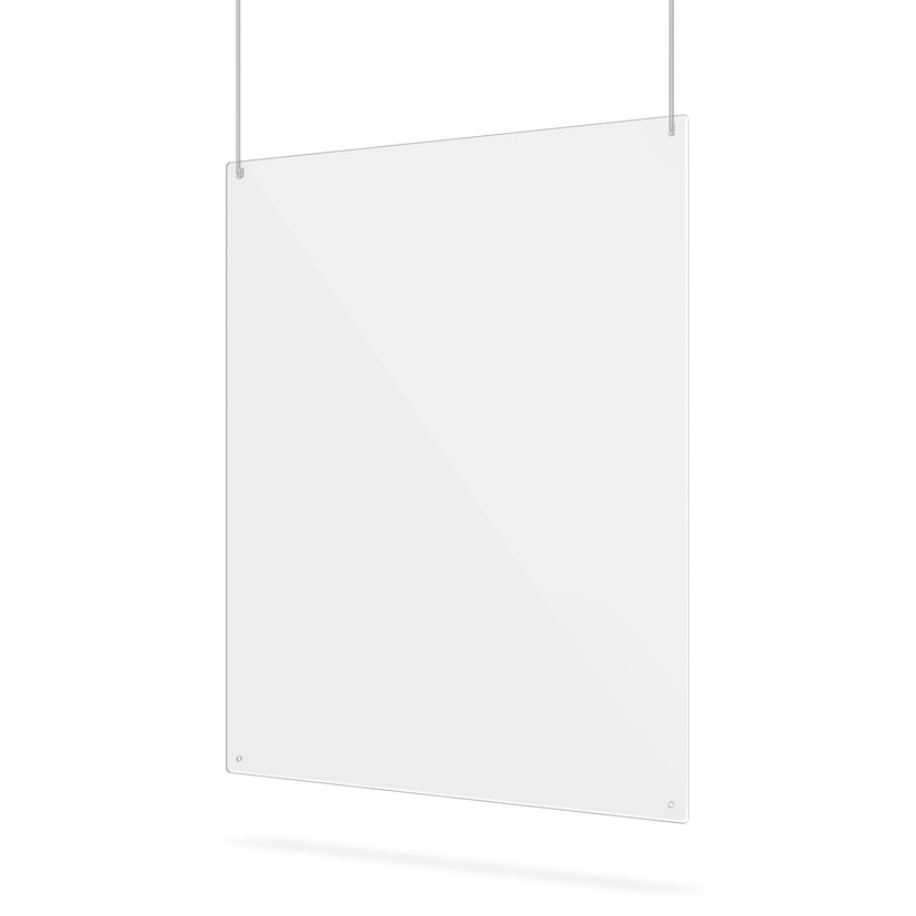 Spuckschutz haengend mit Montageloechern