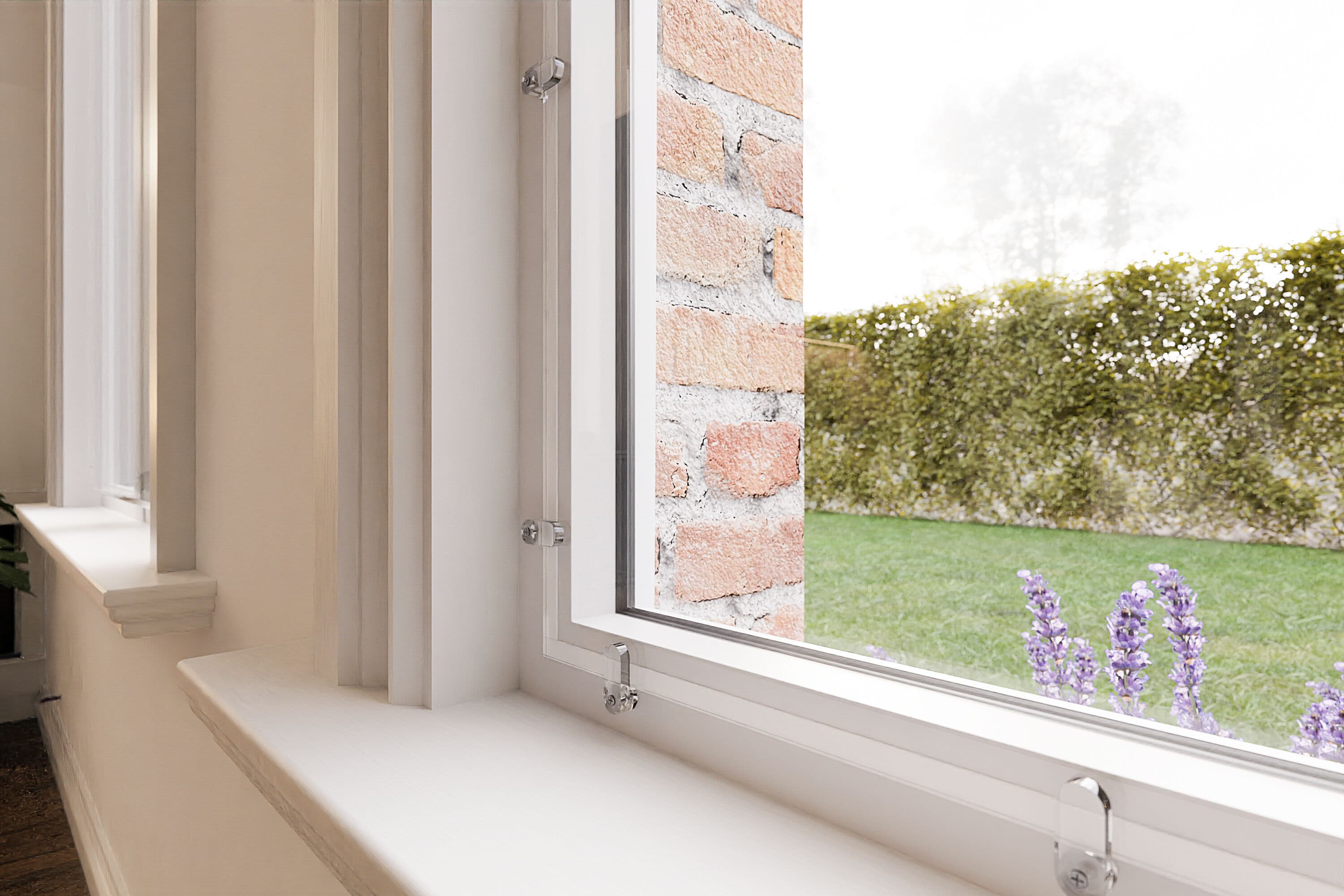 Acrylglas Vorsatzfenster - Befestigung mit Klammern