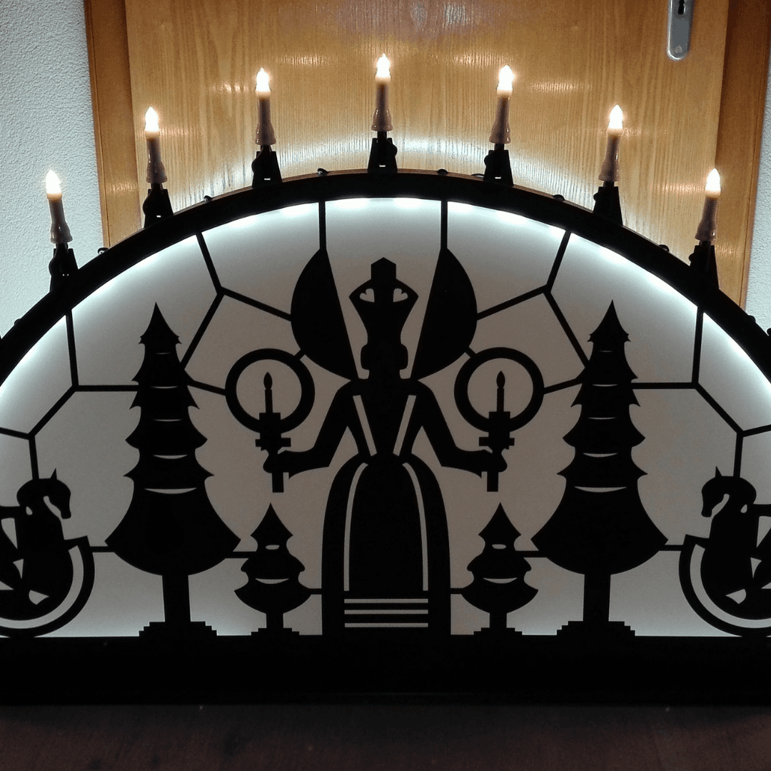 Acrylglas-Rückwand für modernen Schwibbogen