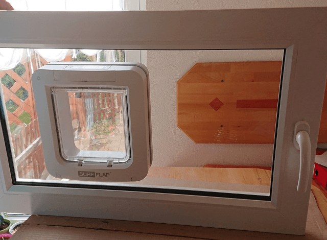 Einlagefenster aus Acrylglas für die Katzenklappe