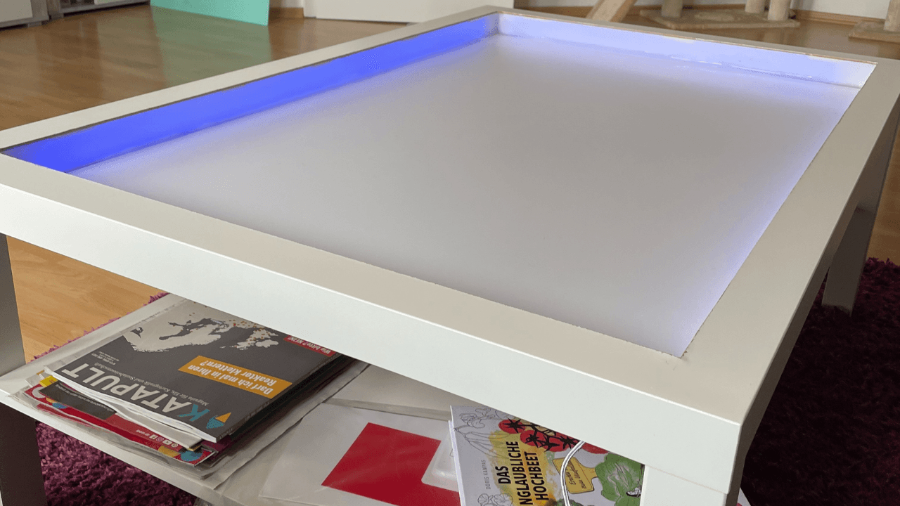 Leuchttisch table banner