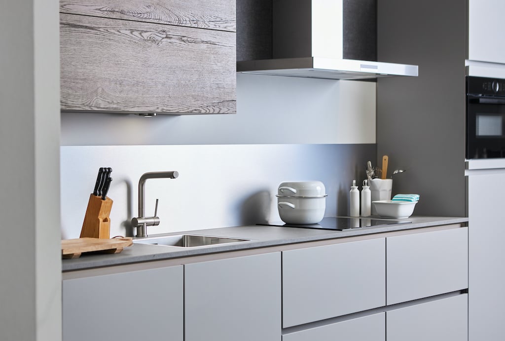 Küchenrückwand grau hochglanz pflegeleicht Wandverkleidung SP821 Acrylglas
