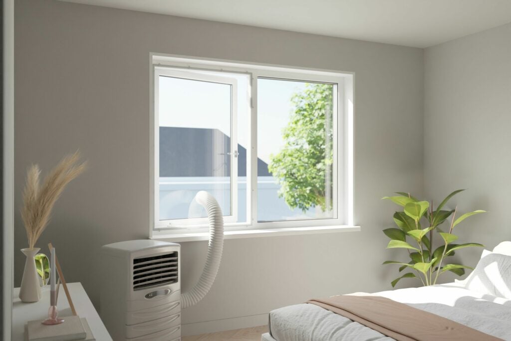 Fensterabdichtung für Klimaanlagen mit klammern
